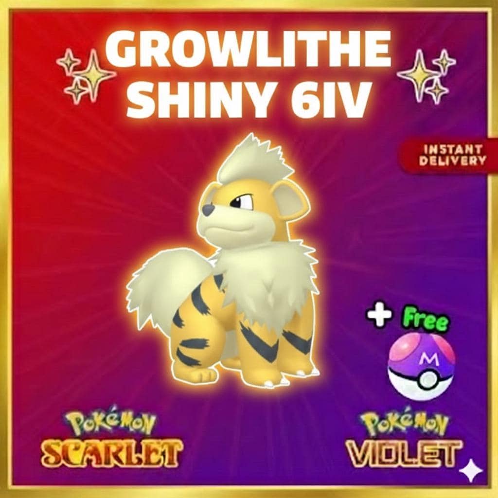 Pokemon Scarlet and Violet Shiny GROWLITHE 6IV Competitive Battle Ready - Pokémon Scarlet & Violet digital Pokémon trade by
