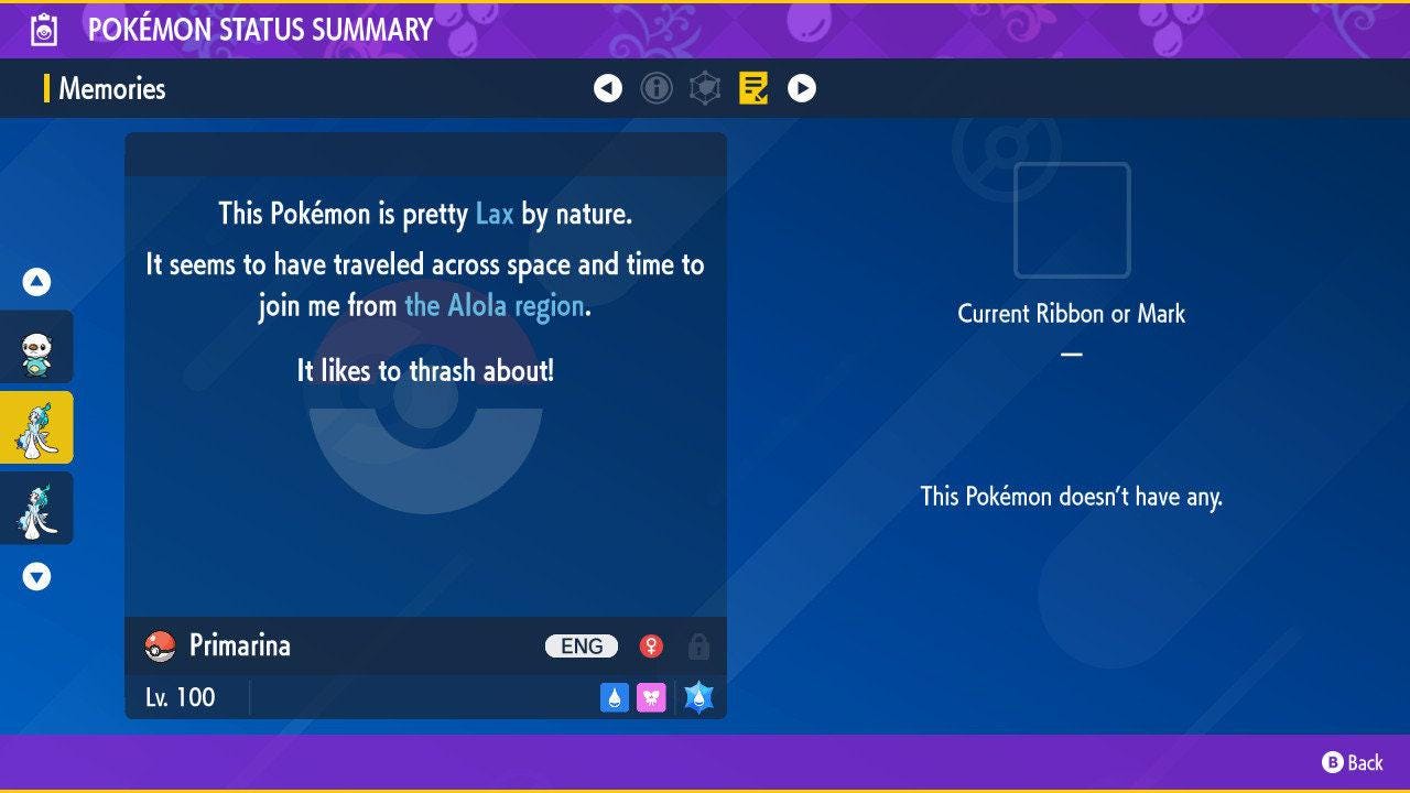 Shiny PRIMARINA Pokémon Scarlet Violet 6IV Competitive Battle Ready - Pokémon Scarlet & Violet digital Pokémon trade image 2