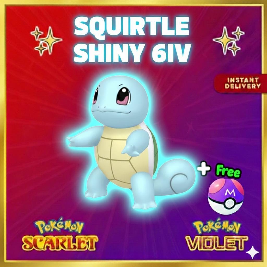 Shiny SQUIRTLE Pokémon Scarlet and Violet 6IV Competitive Battle Ready - Pokémon Scarlet & Violet digital Pokémon trade by