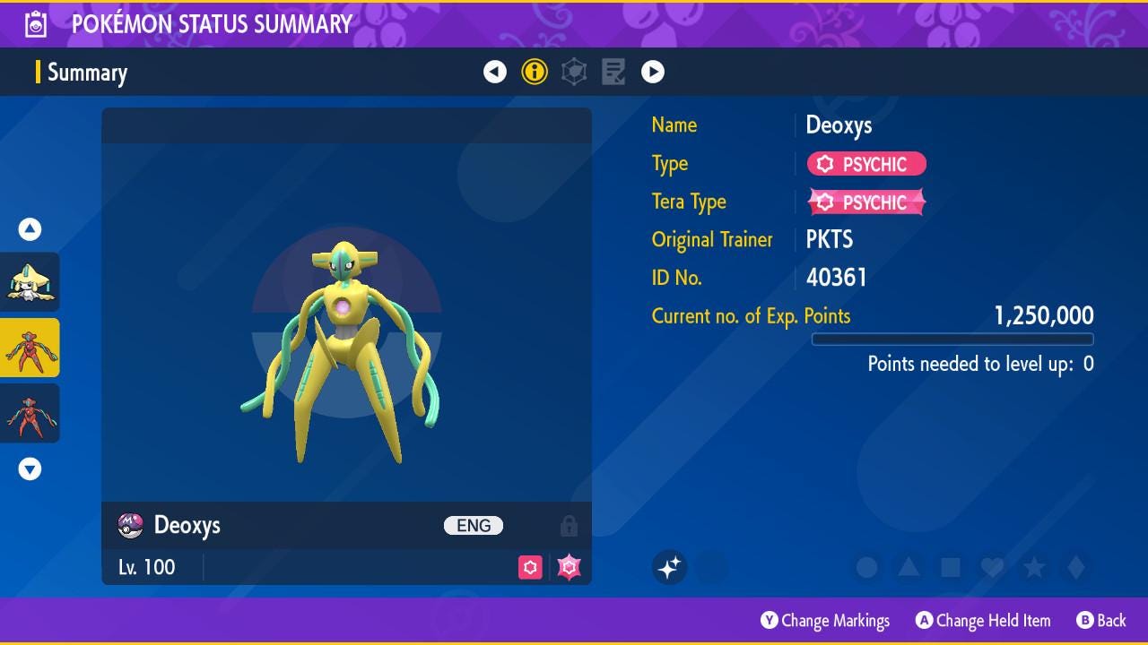 Shiny DEOXYS Pokémon Scarlet and Violet 6IV Competitive Battle Ready - Pokémon Scarlet & Violet digital Pokémon trade image 2