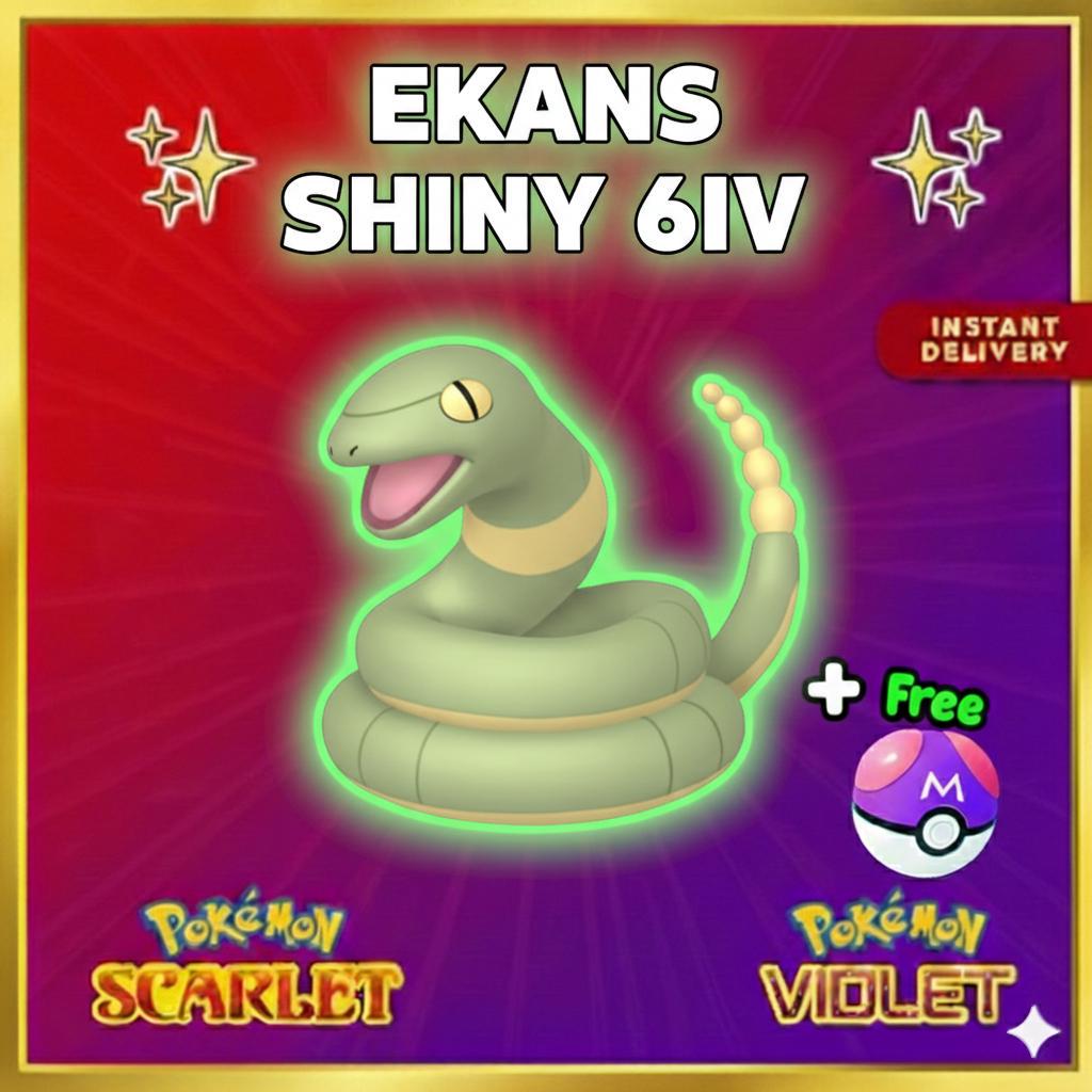 Pokemon Scarlet Violet Shiny EKANS Battle Ready Ev Trained Custom OT Any Held Item - Pokémon Scarlet & Violet digital Pokémon