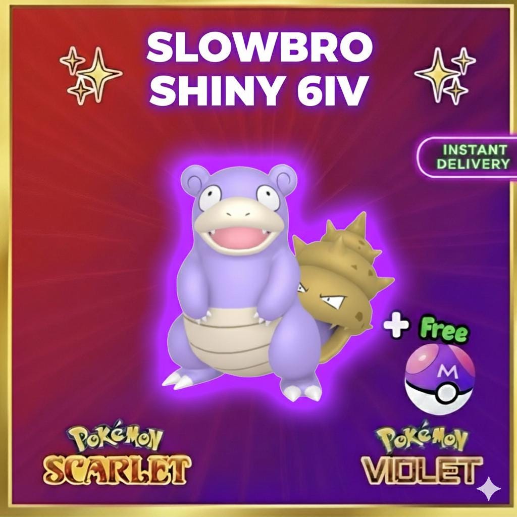 Shiny SLOWBRO Pokémon Scarlet Violet 6IV Competitive Battle Ready - Pokémon Scarlet & Violet digital Pokémon trade by