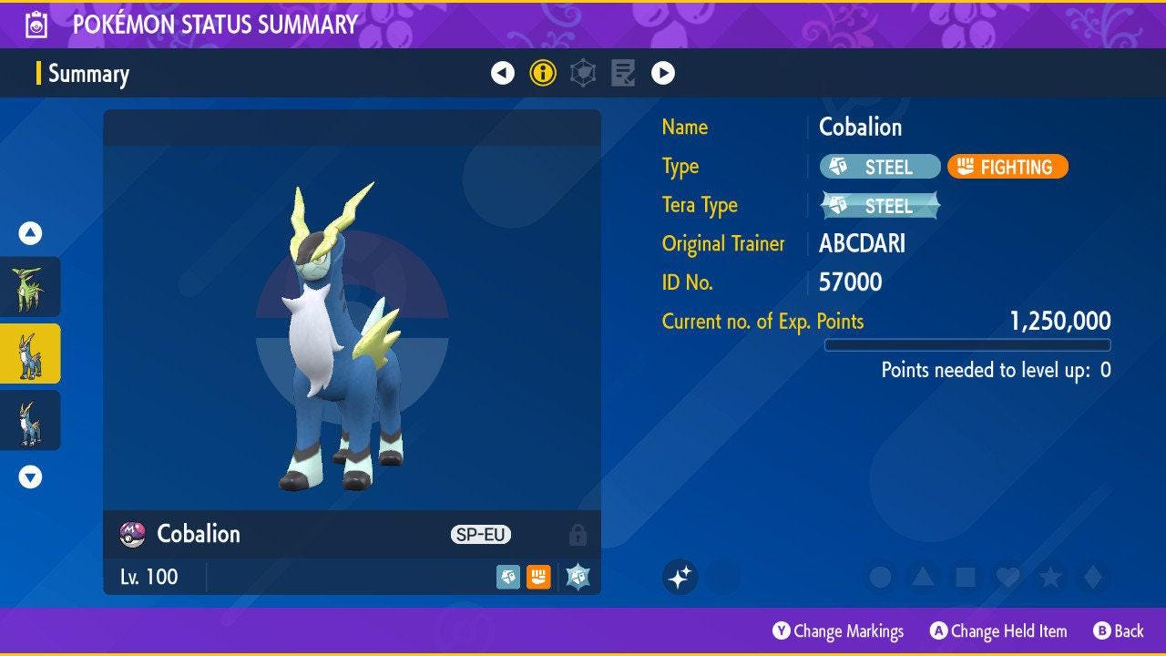 Shiny COBALION Pokémon Scarlet and Violet 6IV Competitive Battle Ready - Pokémon Scarlet & Violet digital Pokémon trade image