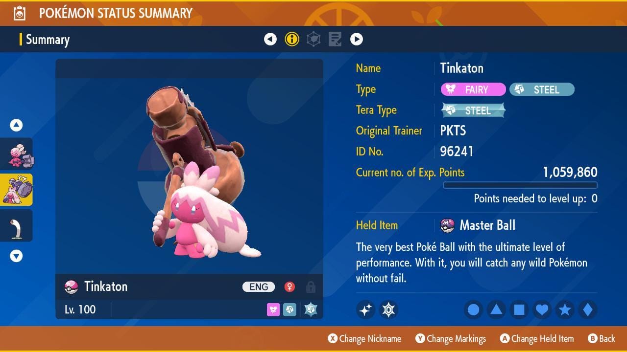 Shiny TINKATON Pokémon Scarlet Violet 6IV Competitive Battle Ready - Pokémon Scarlet & Violet digital Pokémon trade by