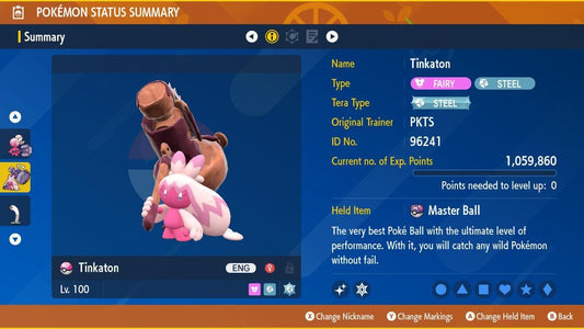 Shiny TINKATON Pokémon Scarlet Violet 6IV Competitive Battle Ready - Pokémon Scarlet & Violet digital Pokémon trade by