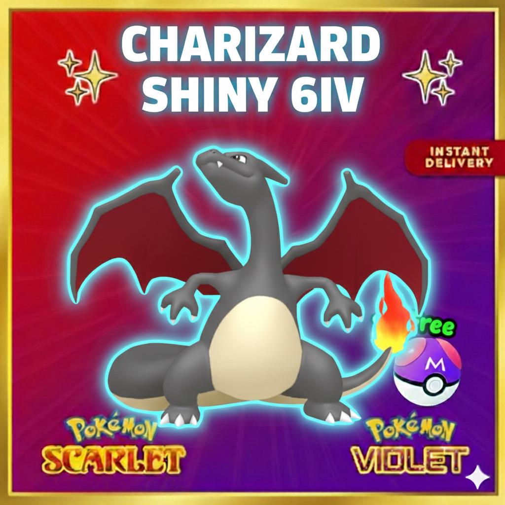 Shiny CHARIZARD Pokémon Scarlet Violet 6IV Competitive Battle Ready - Pokémon Scarlet & Violet digital Pokémon trade by