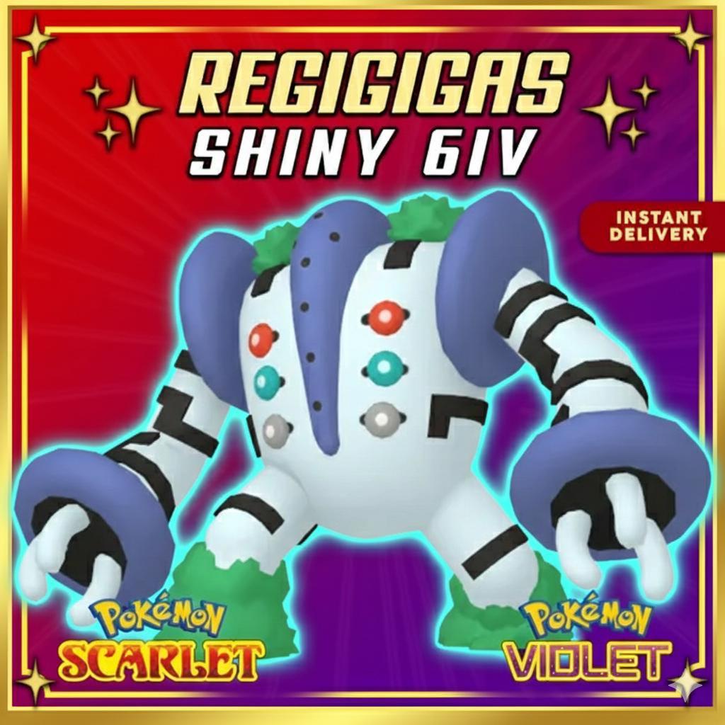 Shiny REGIGIGAS Pokémon Scarlet and Violet 6IV Competitive Battle Ready - Pokémon Scarlet & Violet digital Pokémon trade by