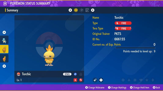 Shiny TORCHIC Pokémon Scarlet and Violet 6IV Competitive Battle Ready - Pokémon Scarlet & Violet digital Pokémon trade by