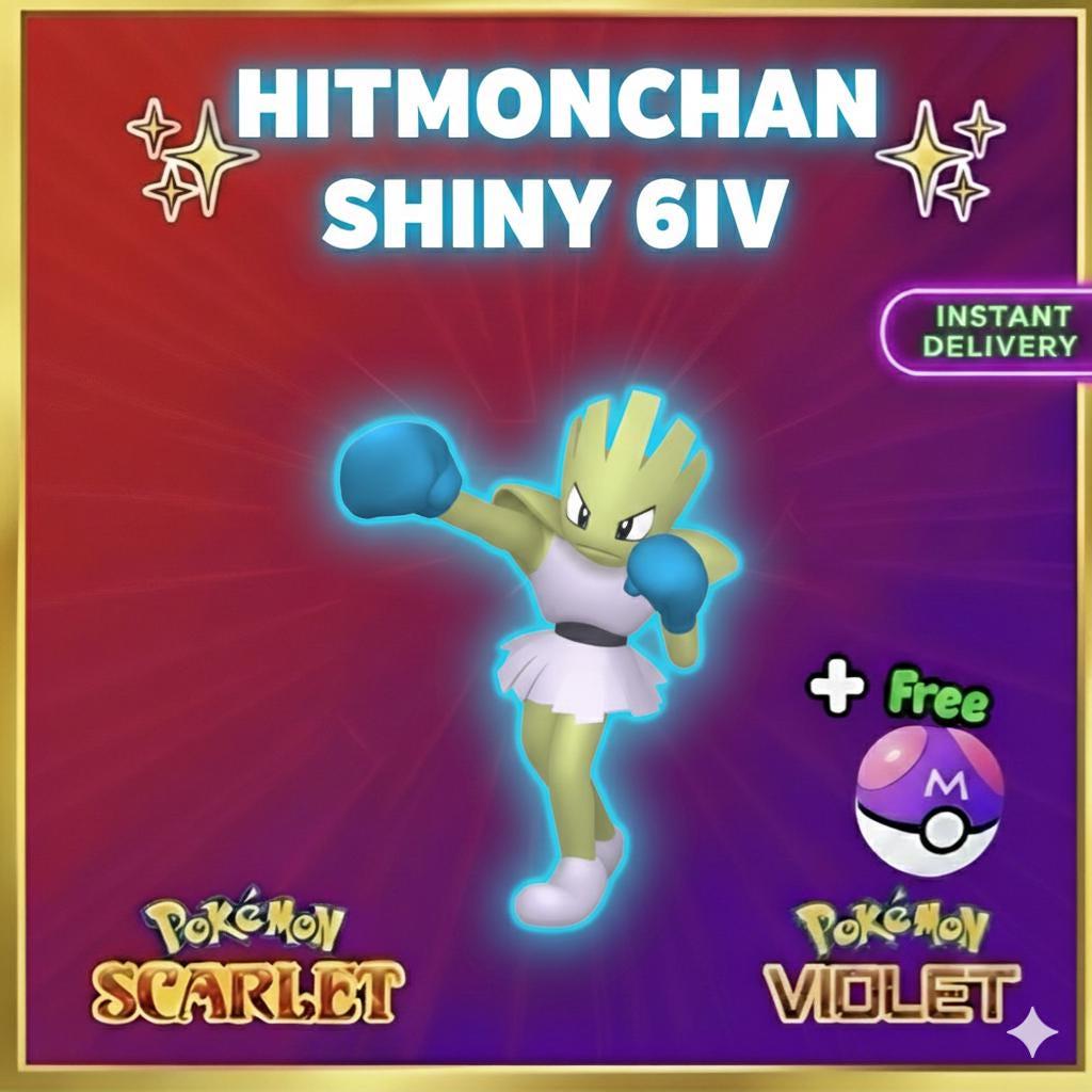 Shiny HITMONCHAN Pokémon Scarlet Violet 6IV Competitive Battle Ready - Pokémon Scarlet & Violet digital Pokémon trade by