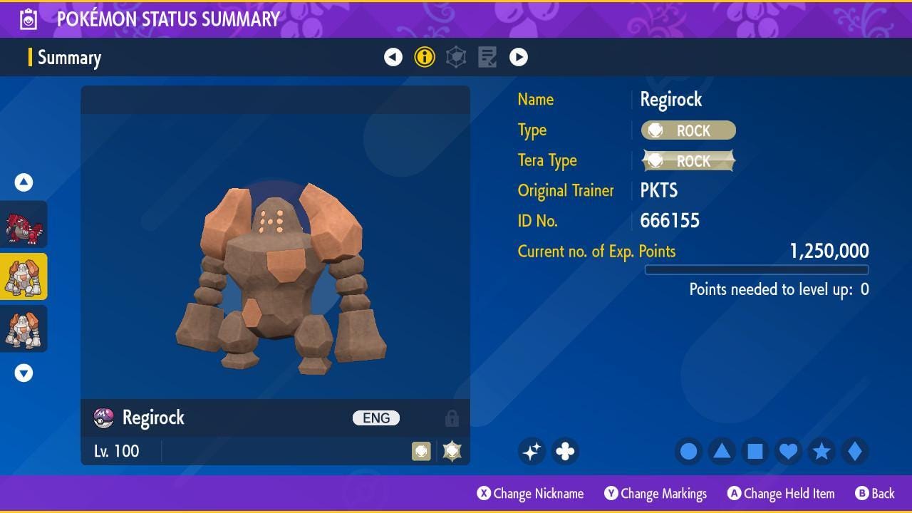 Shiny REGIROCK Pokémon Scarlet and Violet 6IV Competitive Battle Ready - Pokémon Scarlet & Violet digital Pokémon trade image