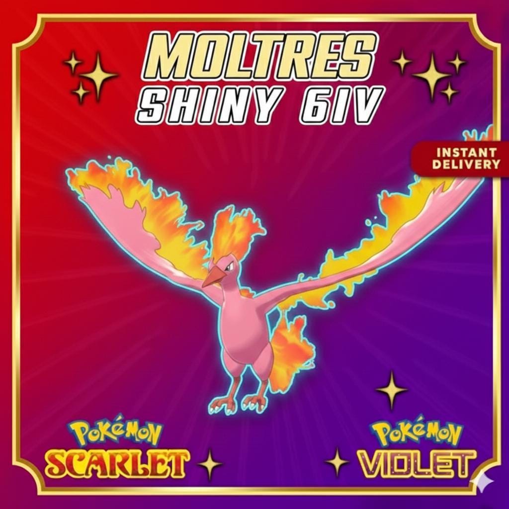Shiny MOLTRES Pokémon Scarlet and Violet Legendary Pokemon Competitive Battle - Pokémon Scarlet & Violet digital Pokémon