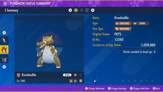 Shiny KROOKODILE Pokémon Scarlet Violet 6IV Competitive Battle Ready - Pokémon Scarlet & Violet digital Pokémon trade by
