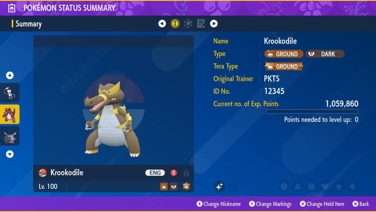 Shiny KROOKODILE Pokémon Scarlet Violet 6IV Competitive Battle Ready