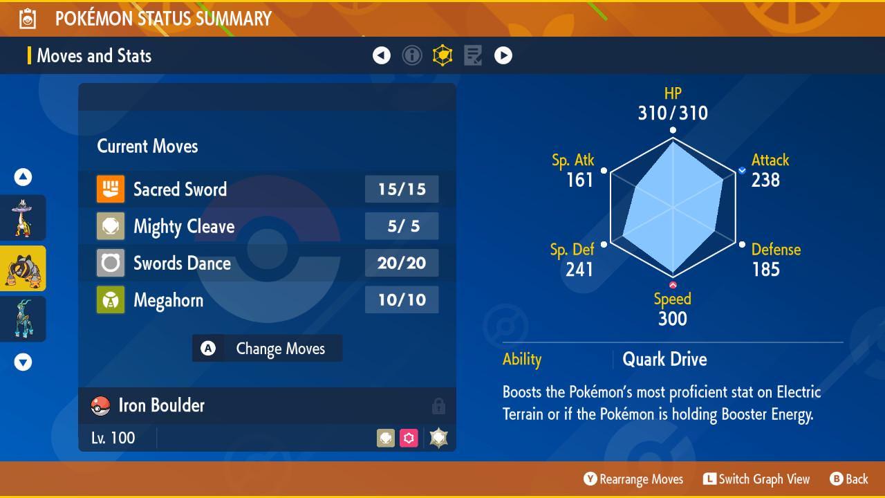 Non Shiny IRON BOULDER Ev Trained Scarlet Violet Pokémon Battle Ready Competitive - Pokémon Scarlet & Violet digital Pokémon