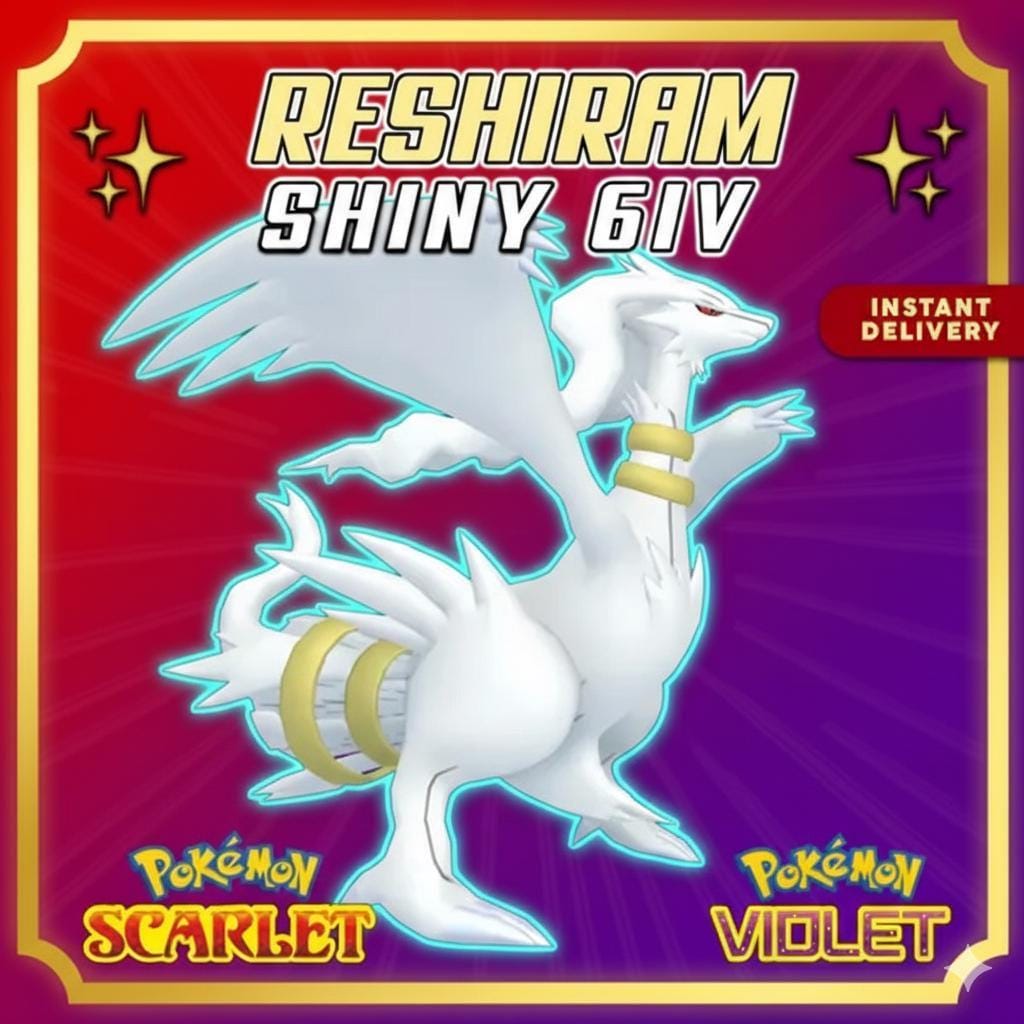 Shiny RESHIRAM Pokémon Scarlet and Violet 6IV Competitive Battle Ready - Pokémon Scarlet & Violet digital Pokémon trade by