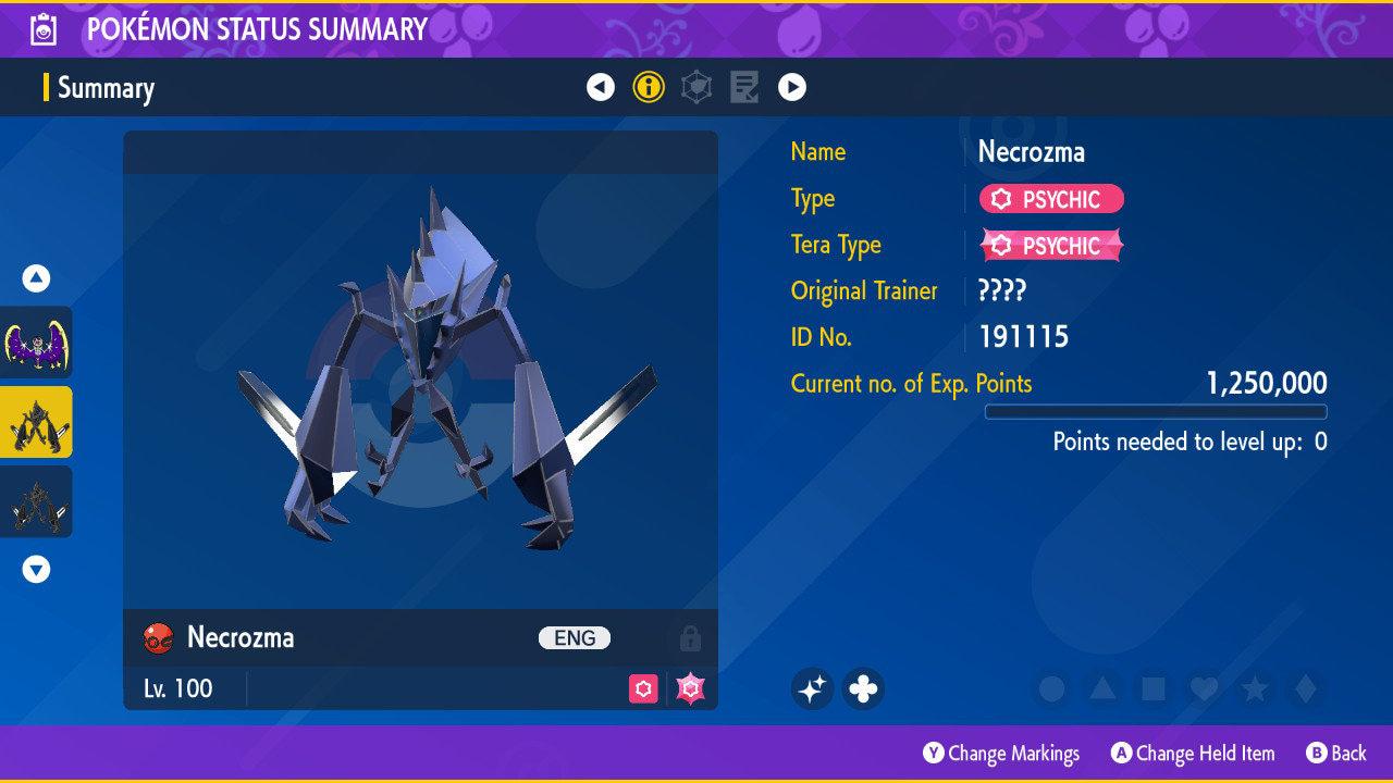 Shiny NECROZMA Pokémon Scarlet and Violet 6IV Competitive Battle Ready - Pokémon Scarlet & Violet digital Pokémon trade image