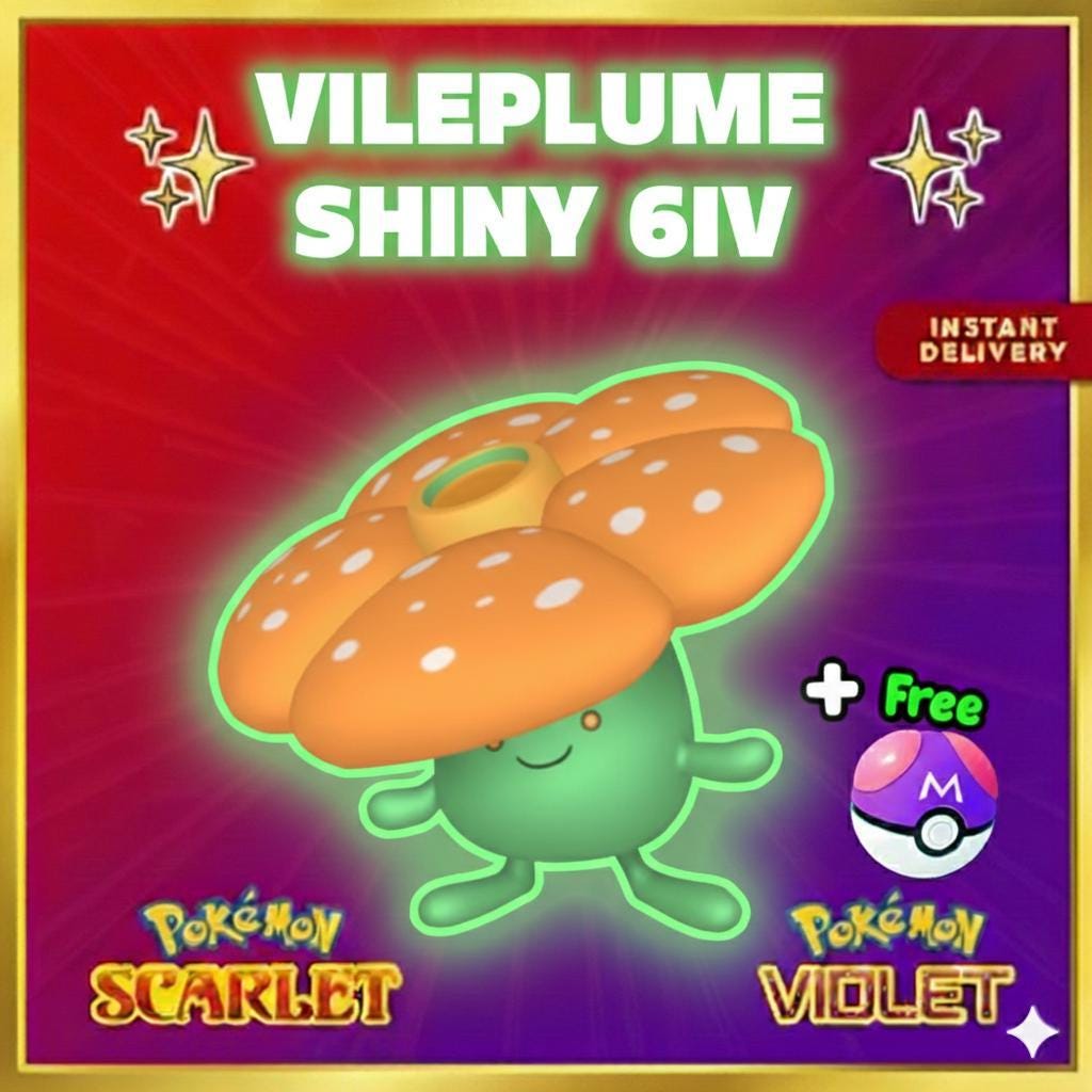 Shiny VILEPLUME Pokémon Scarlet Violet 6IV Competitive Battle Ready - Pokémon Scarlet & Violet digital Pokémon trade by