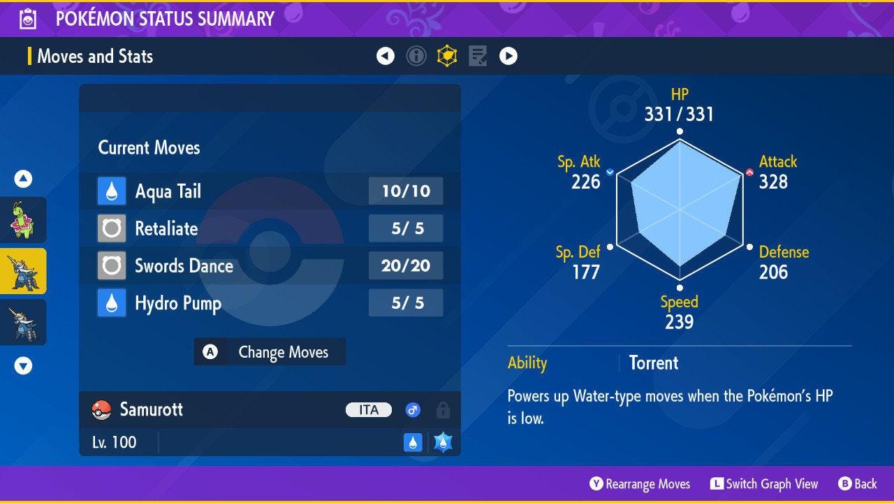 Shiny SAMUROTT Pokémon Scarlet and Violet 6IV Competitive Battle Ready - Pokémon Scarlet & Violet digital Pokémon trade image