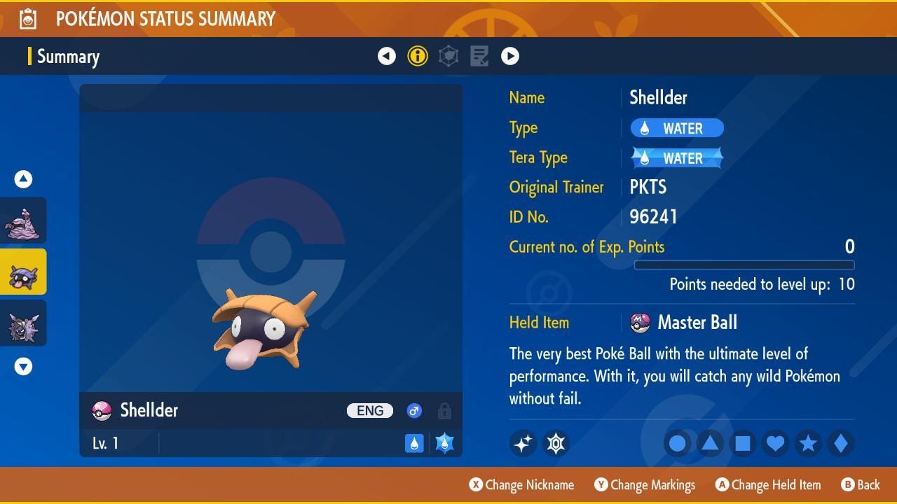 Pokemon Scarlet and Violet Shiny SHELLDER 6IV Competitive Battle Ready - Pokémon Scarlet & Violet digital Pokémon trade image