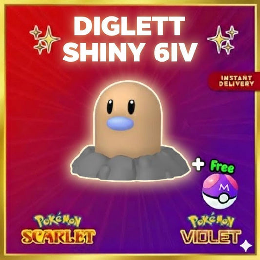 Pokemon Scarlet and Violet Shiny DIGLETT 6IV Competitive Battle Ready - Pokémon Scarlet & Violet digital Pokémon trade by