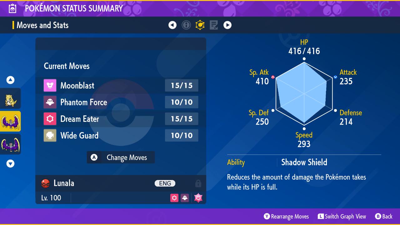 Shiny LUNALA Pokémon Scarlet and Violet 6IV Competitive Battle Ready - Pokémon Scarlet & Violet digital Pokémon trade image 3