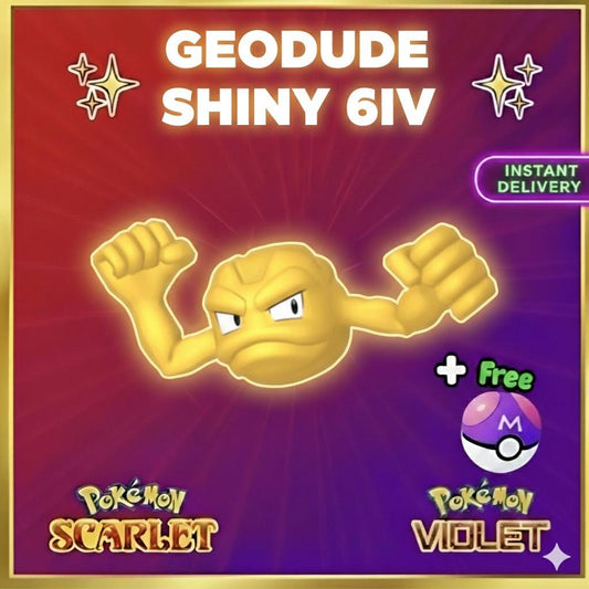 Pokemon Scarlet and Violet Shiny GEODUDE 6IV Competitive Battle Ready