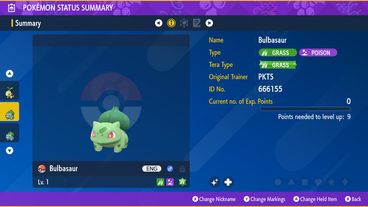 Shiny BULBASAUR Pokémon Scarlet and Violet 6IV Competitive Battle Ready - Pokémon Scarlet & Violet digital Pokémon trade