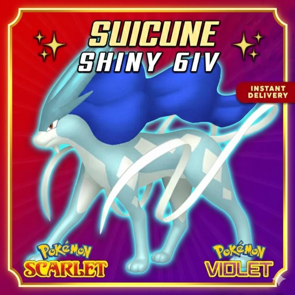 Shiny SUICUNE Pokémon Scarlet and Violet 6IV Competitive Battle Ready - Pokémon Scarlet & Violet digital Pokémon trade by