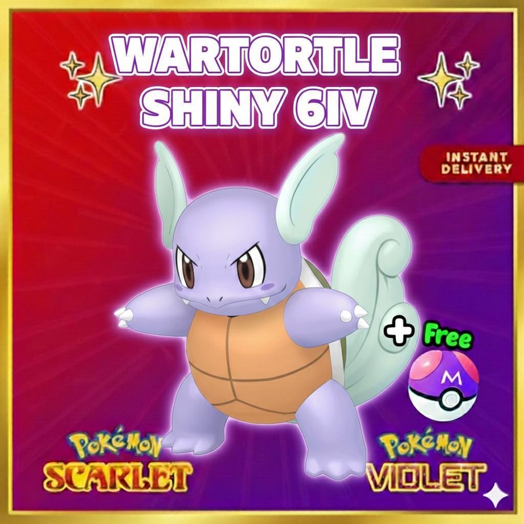 Pokemon Scarlet Violet Shiny WARTORTLE Battle Ready Ev Trained Custom OT Any Held - Pokémon Scarlet & Violet digital Pokémon