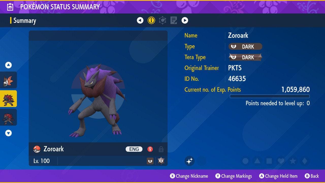 Shiny ZOROARK Pokémon Scarlet Violet 6IV Competitive Battle Ready - Pokémon Scarlet & Violet digital Pokémon trade by