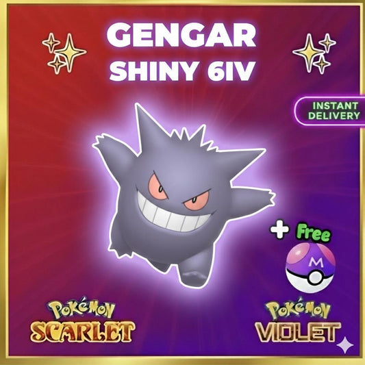 Shiny GENGAR Pokémon Scarlet Violet 6IV Competitive Battle Ready - Pokémon Scarlet & Violet digital Pokémon trade by