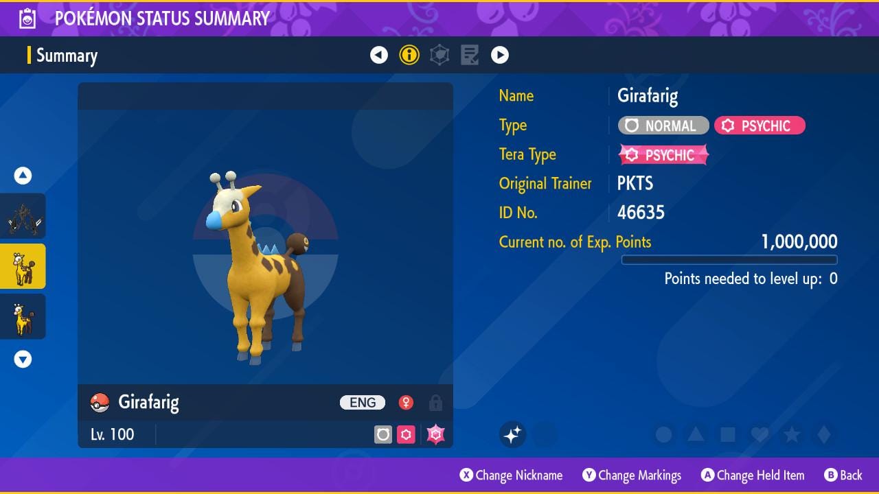 Shiny GIRAFARIG Pokémon Scarlet Violet 6IV Competitive Battle Ready - Pokémon Scarlet & Violet digital Pokémon trade by