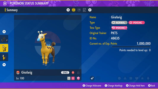 Shiny GIRAFARIG Pokémon Scarlet Violet 6IV Competitive Battle Ready