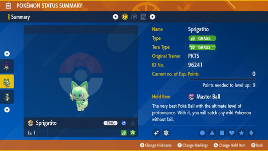 Shiny SPRIGATITO Pokémon Scarlet Violet 6IV Competitive Battle Ready - Pokémon Scarlet & Violet digital Pokémon trade by