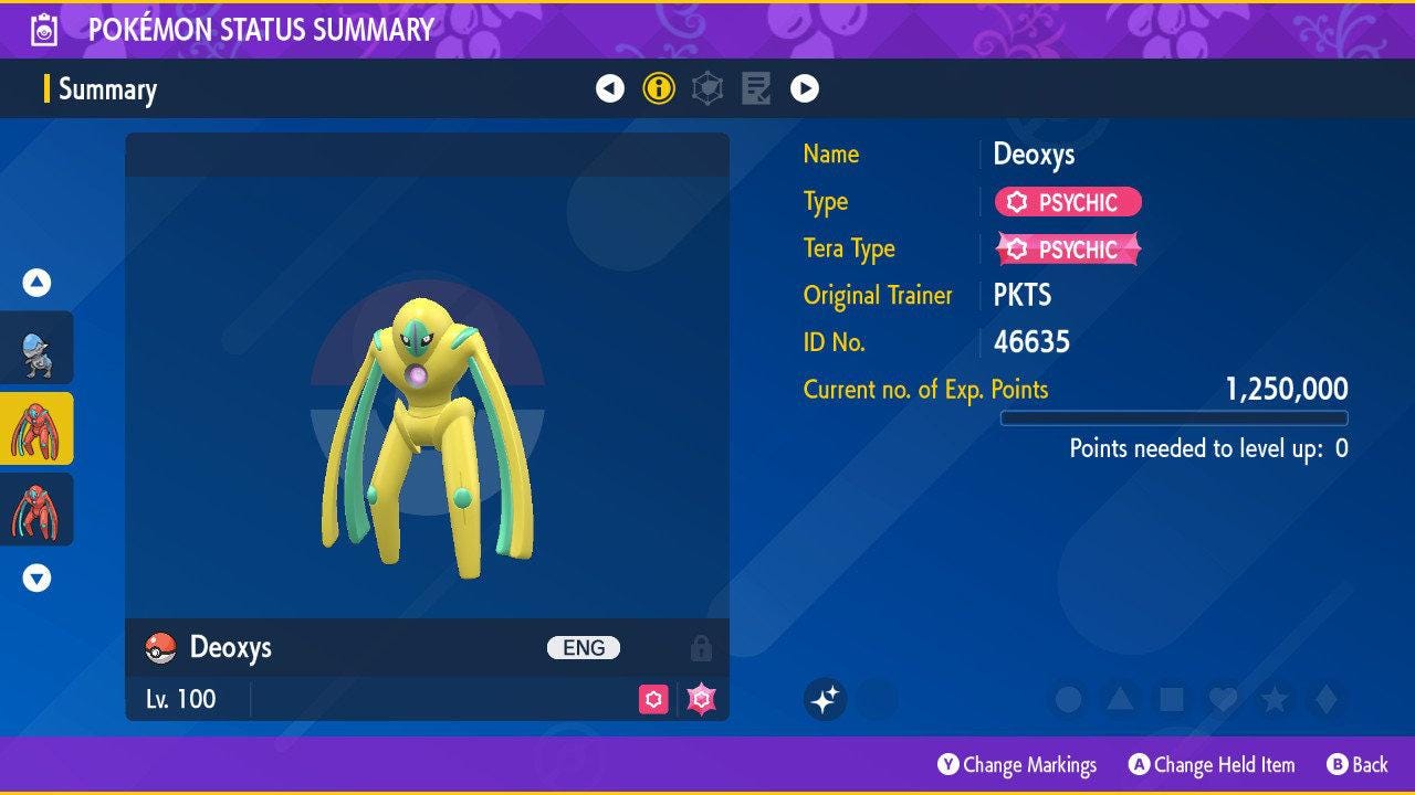 Shiny Defense Forme DEOXYS Pokémon Scarlet and Violet 6IV Pokemon Legend ZA - Pokémon Scarlet & Violet digital Pokémon trade