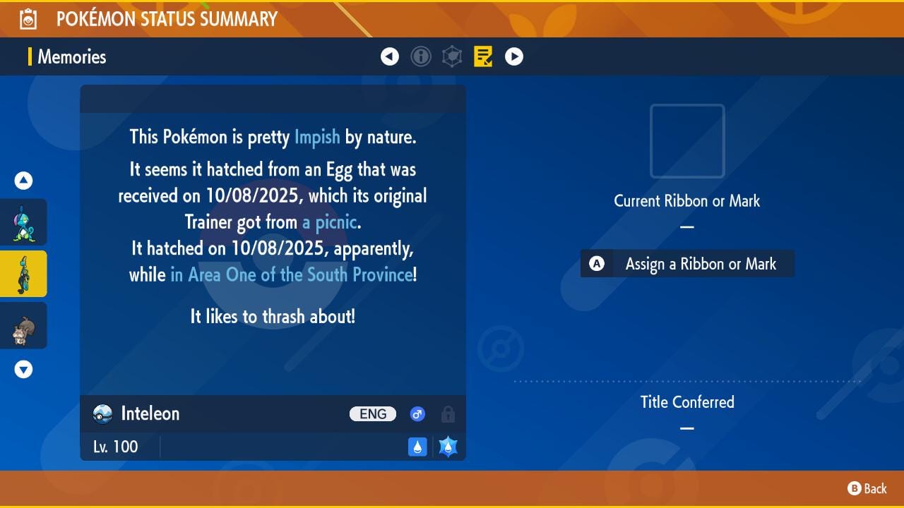 Shiny INTELEON Pokémon Scarlet Violet 6IV Competitive Battle Ready - Pokémon Scarlet & Violet digital Pokémon trade image 3