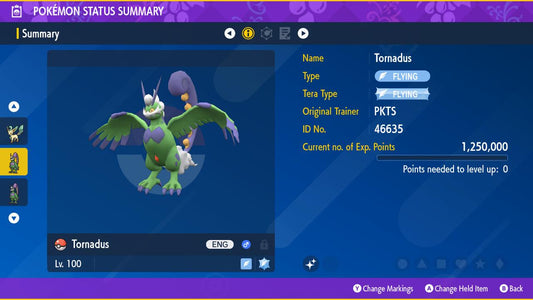 Shiny Therian Forme TORNADUS Pokémon Scarlet and Violet 6IV Pokemon Mythical - Pokémon Scarlet & Violet digital Pokémon trade