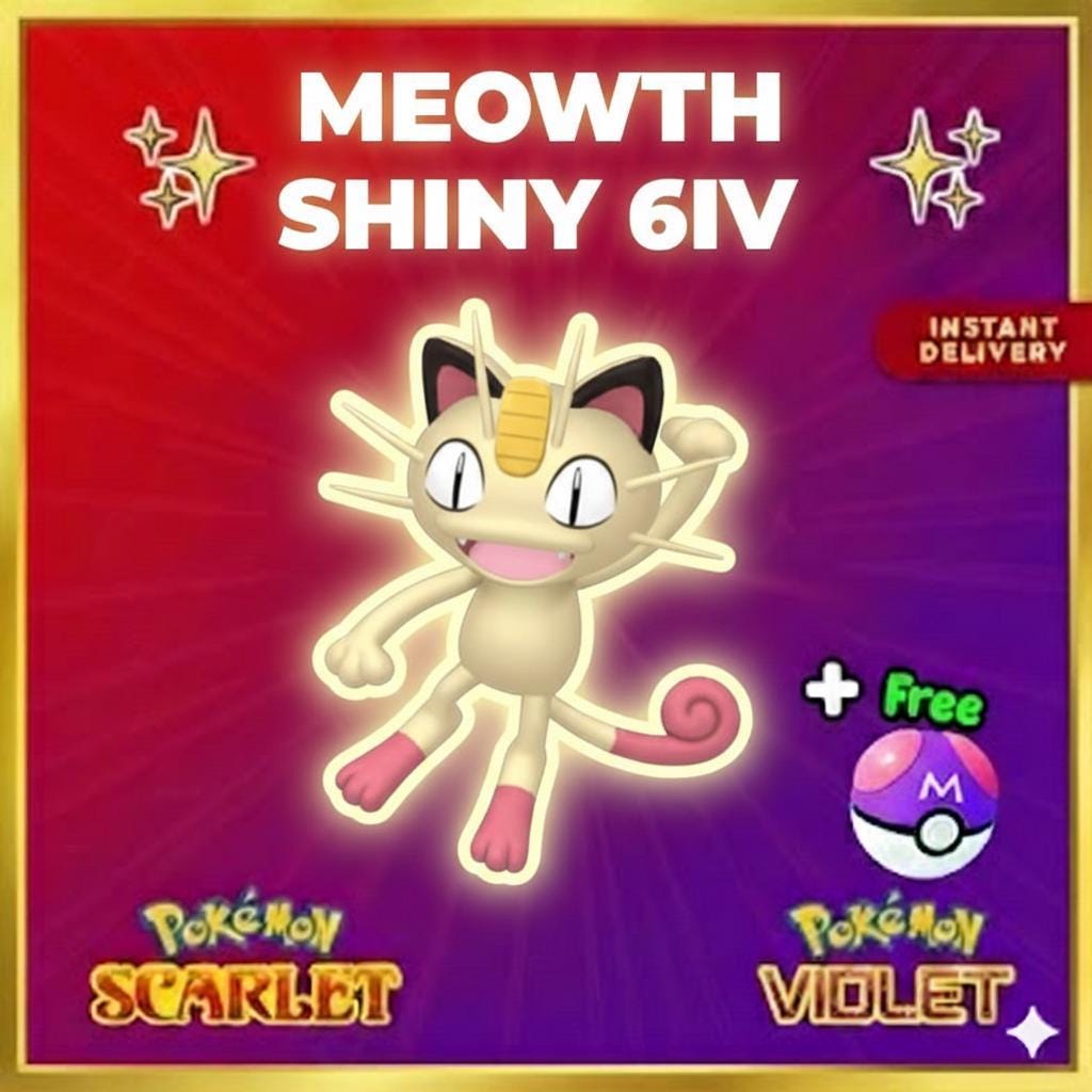 Pokemon Scarlet and Violet Shiny MEOWTH 6IV Competitive Battle Ready - Pokémon Scarlet & Violet digital Pokémon trade by