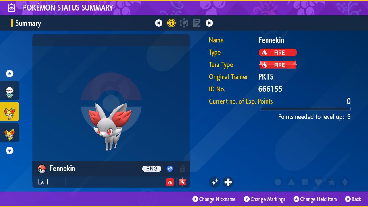 Shiny FENNEKIN Pokémon Scarlet Violet 6IV Competitive Battle Ready - Pokémon Scarlet & Violet digital Pokémon trade by