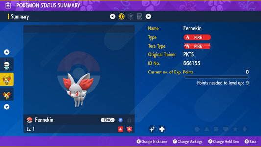 Shiny FENNEKIN Pokémon Scarlet Violet 6IV Competitive Battle Ready - Pokémon Scarlet & Violet digital Pokémon trade by