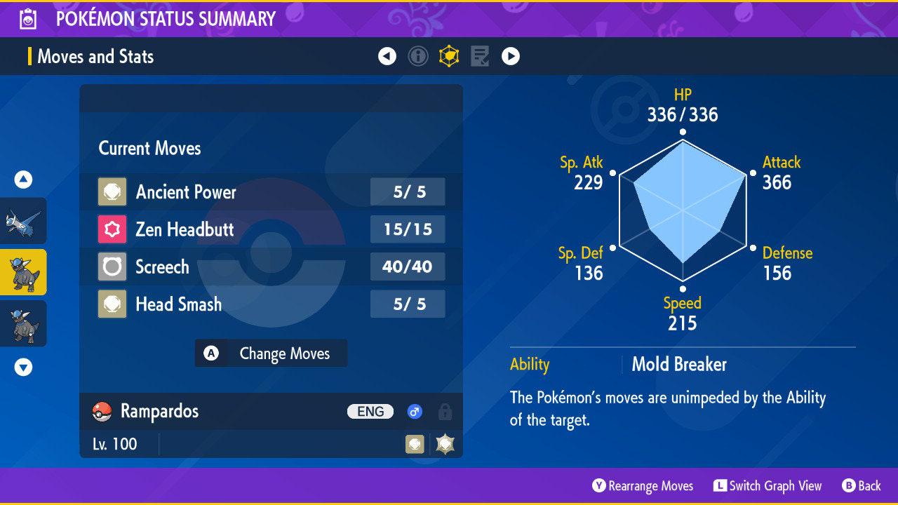 Shiny RAMPARDOS Pokémon Scarlet and Violet 6IV Competitive Battle Ready - Pokémon Scarlet & Violet digital Pokémon trade