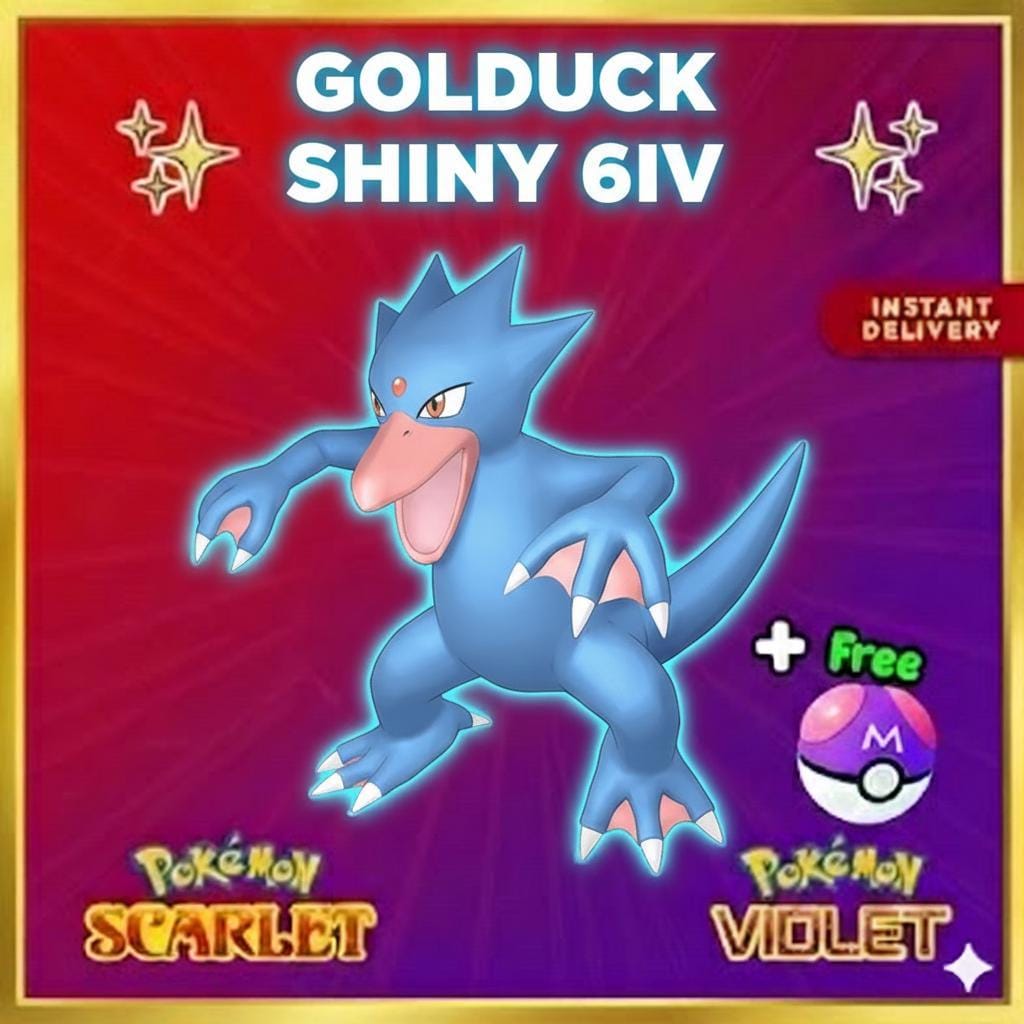 Pokemon Scarlet and Violet Shiny GOLDUCK 6IV Competitive Battle Ready - Pokémon Scarlet & Violet digital Pokémon trade by