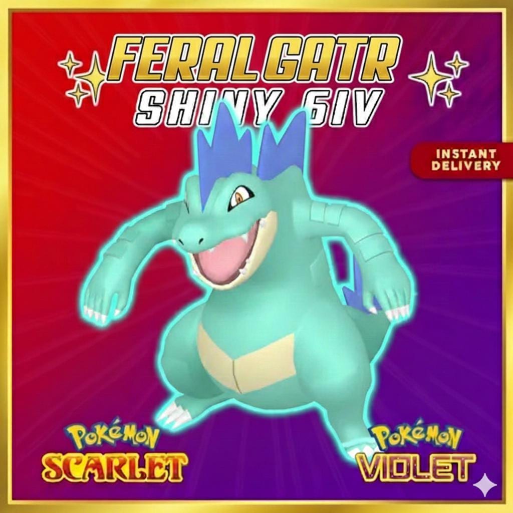 Shiny FERALIGATR Pokémon Scarlet and Violet 6IV Competitive Battle Ready - Pokémon Scarlet & Violet digital Pokémon trade by