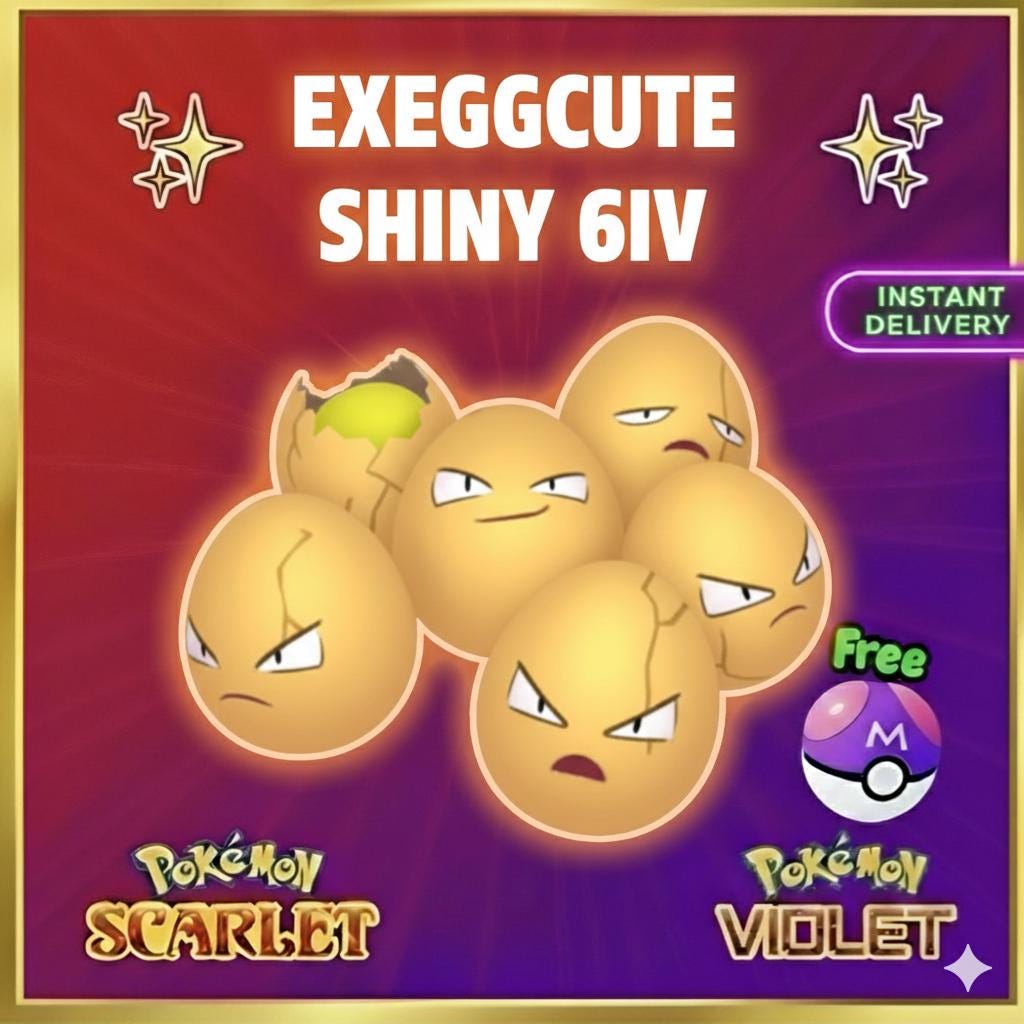 Pokemon Scarlet Violet Shiny 6iv Exeggcute Battle Ready Ev Trained Custom Ot Sv - Pokémon Scarlet & Violet digital Pokémon