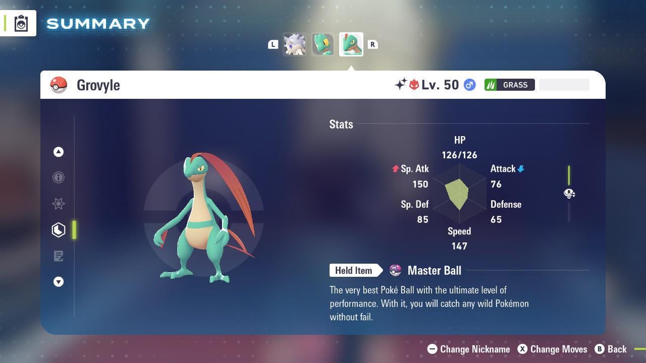Shiny Alpha Grovyle Pokemon Legends Za Mega Dimension DLC 6IV Competitive Battle - Pokémon Legends: Z-A digital Pokémon trade