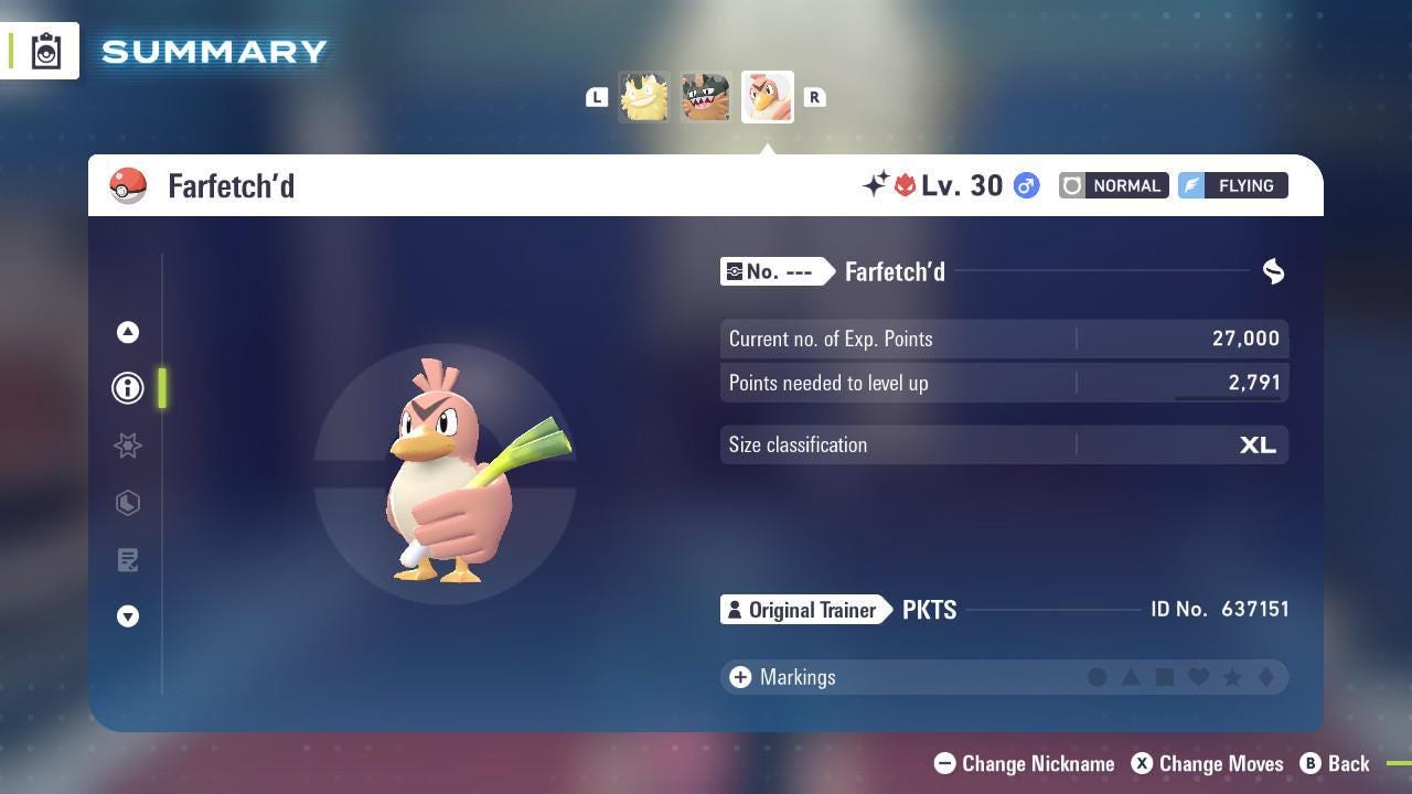 Shiny Alpha Farfetch #39;d Pokémon Legends ZA 6IV Competitive Battle Ready - Pokémon Legends: Z-A digital Pokémon trade image
