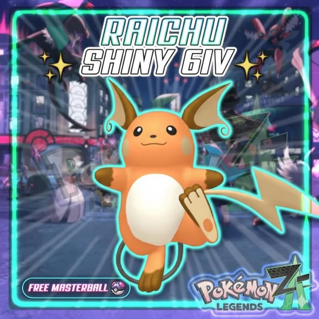 Shiny RAICHU Pokémon Legends ZA 6IV Competitive Battle Ready - Pokémon Legends: Z-A digital Pokémon trade by PokeTradingShop
