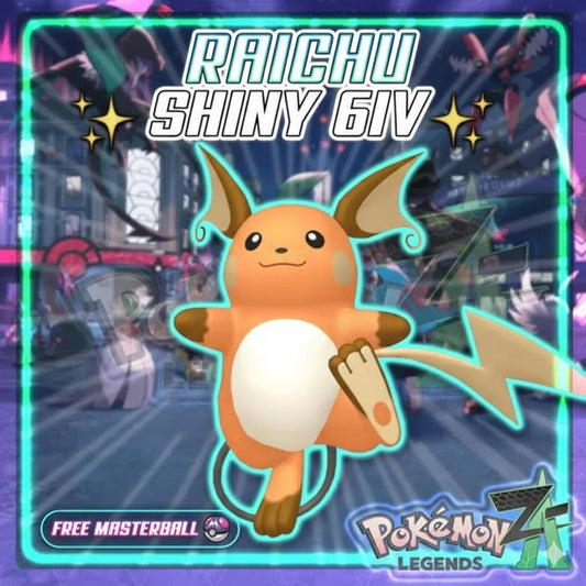 Shiny RAICHU Pokémon Legends ZA 6IV Competitive Battle Ready - Pokémon Legends: Z-A digital Pokémon trade by PokeTradingShop