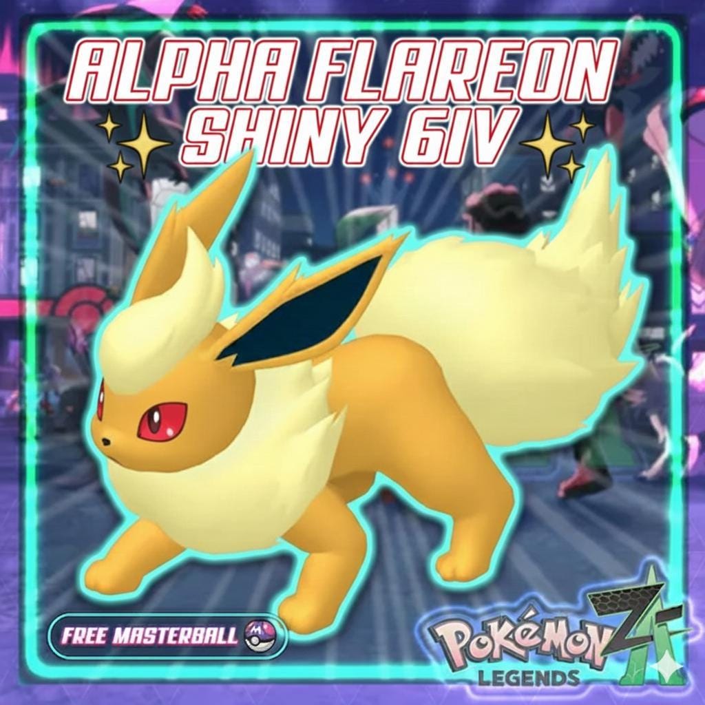 Shiny Alpha Flareon Pokémon Legends ZA 6IV Competitive Battle Ready - Pokémon Legends: Z-A digital Pokémon trade by