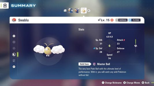 Shiny SWABLU Pokémon Legends ZA 6IV Competitive Battle Ready - Pokémon Legends: Z-A digital Pokémon trade by PokeTradingShop